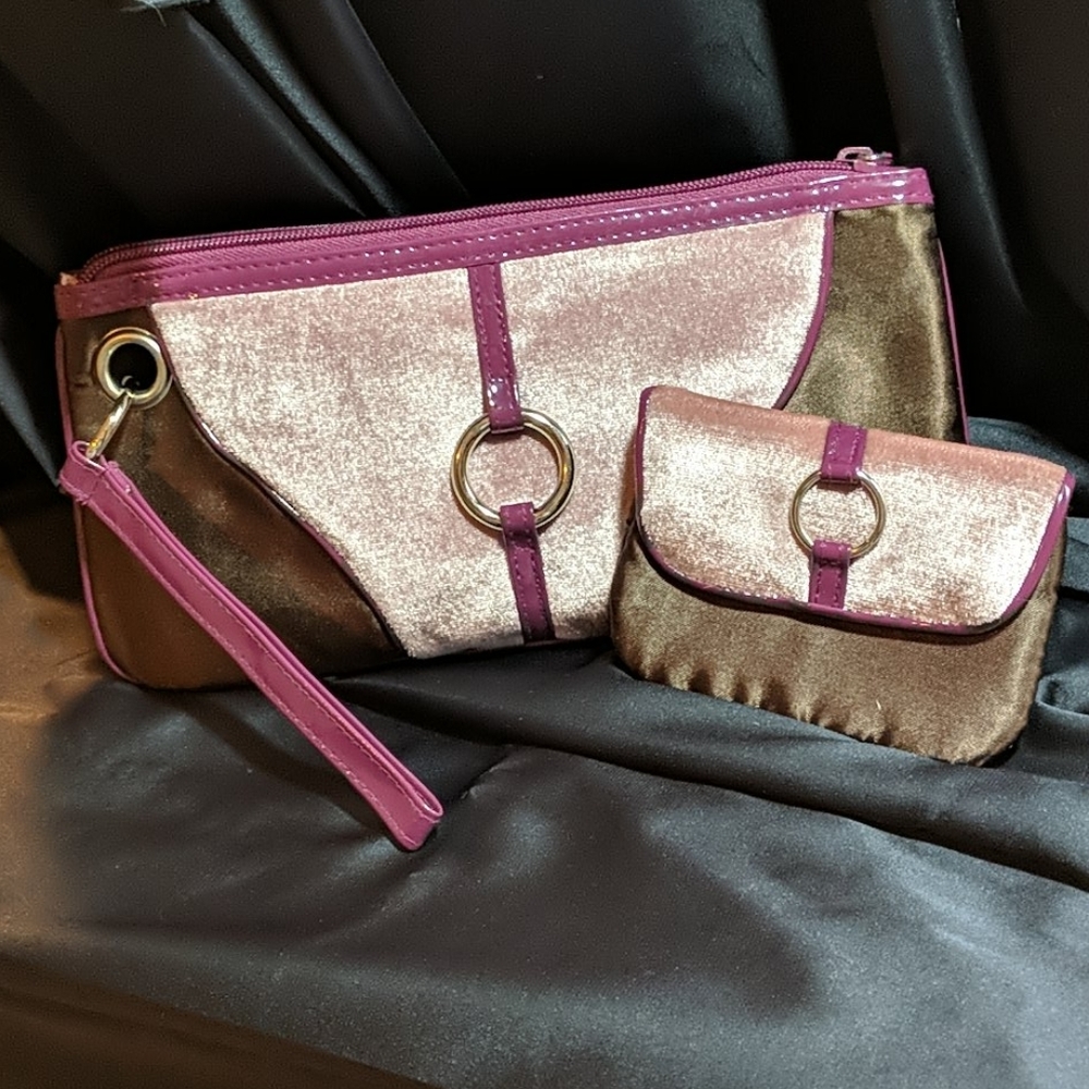 Purple, Pink, Brown wristlet